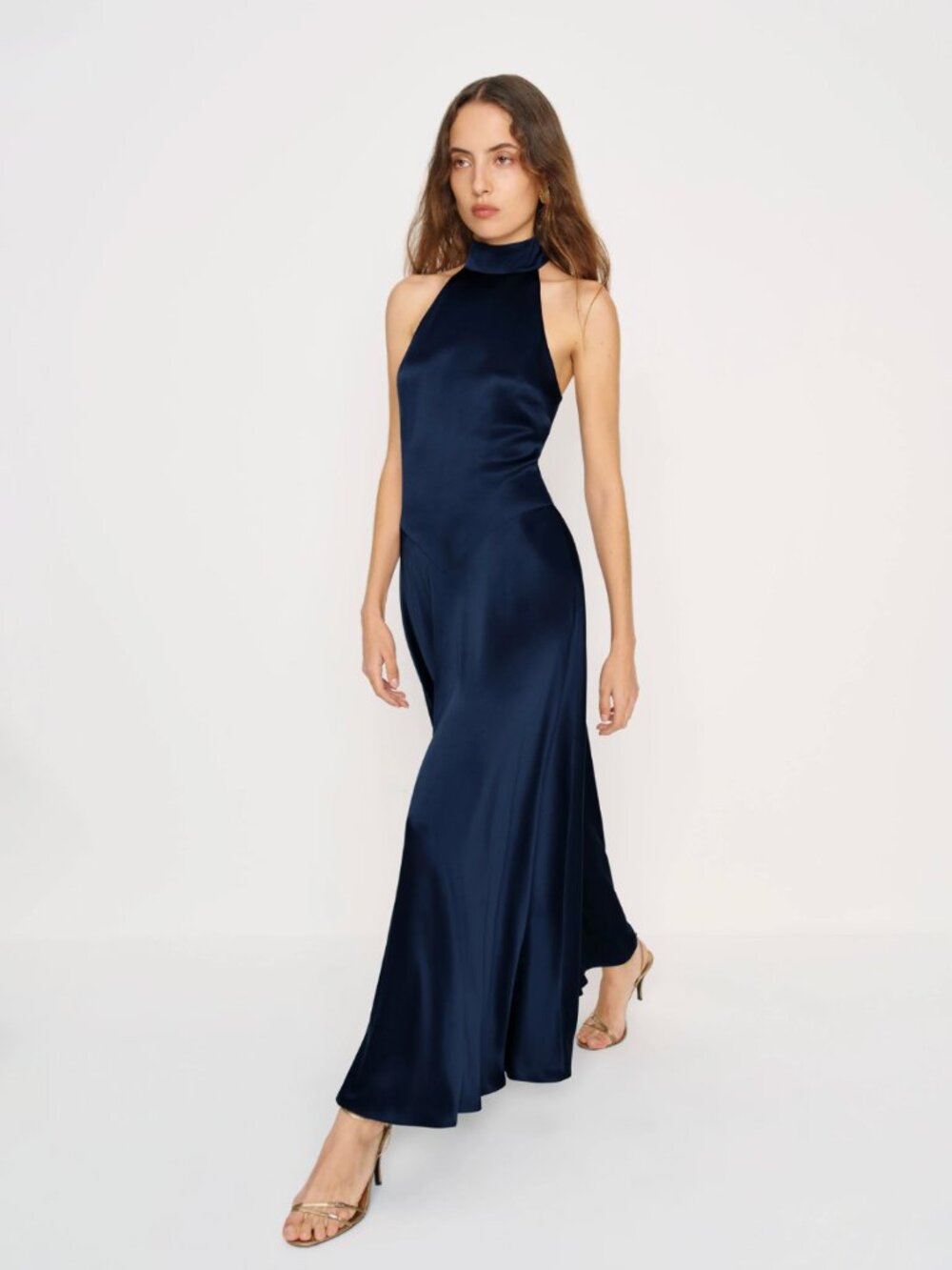 Reformation Katelyn Silk High Neck Maxi Dress